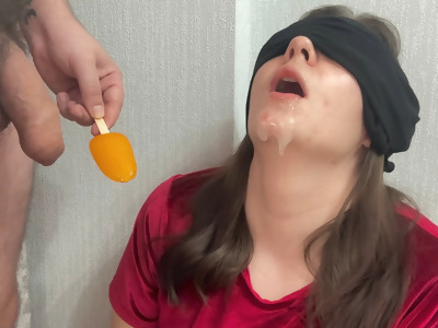 Beeg cream with playing ice